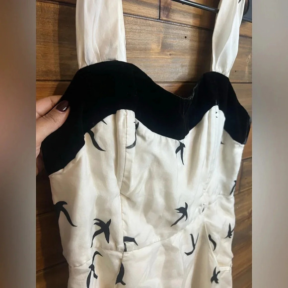 BHLDN Anthro Dress Hitherto Floating Flock Bird Silk Organza Velvet dress - Picture 2 of 11